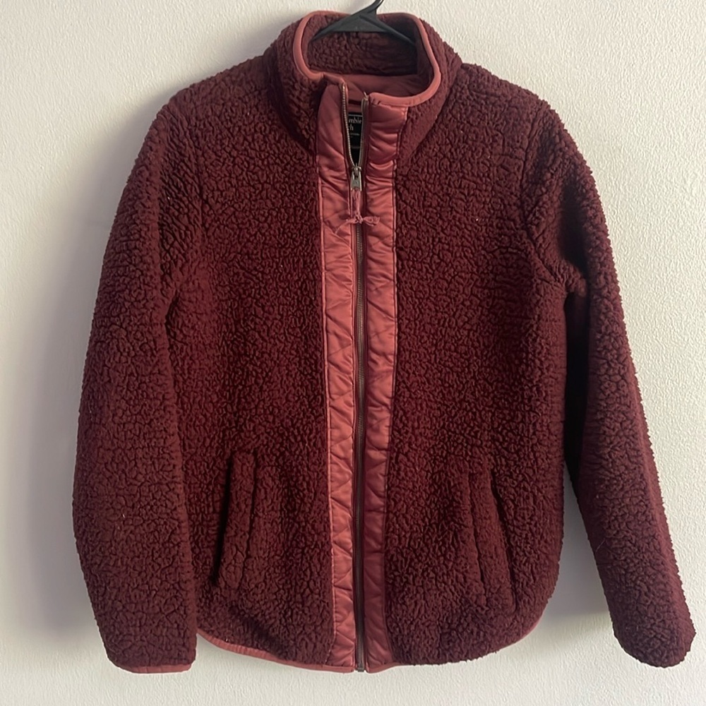 Abercrombie and Fitch Red Sherpa Jacket Size S